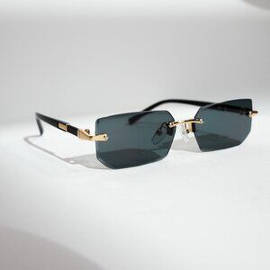 y2k rectangle retro style Black Frame, Dark Lens frame sunglasses